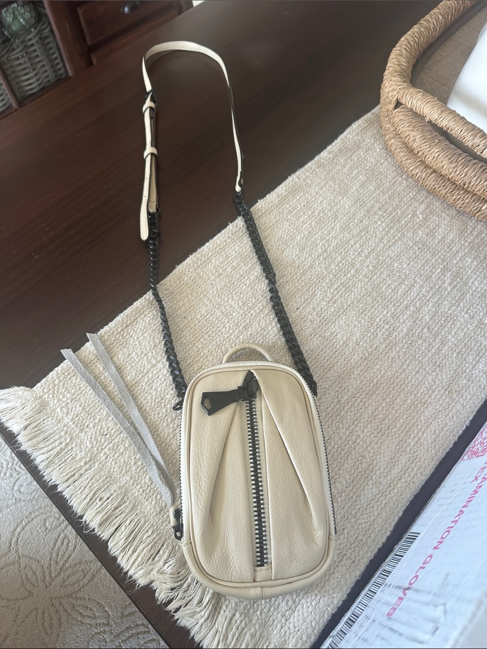 Aimee Kestenberg small Cream Leather Crossbody with RFID